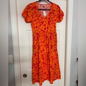 J. Crew Orange and Red Floral Dress